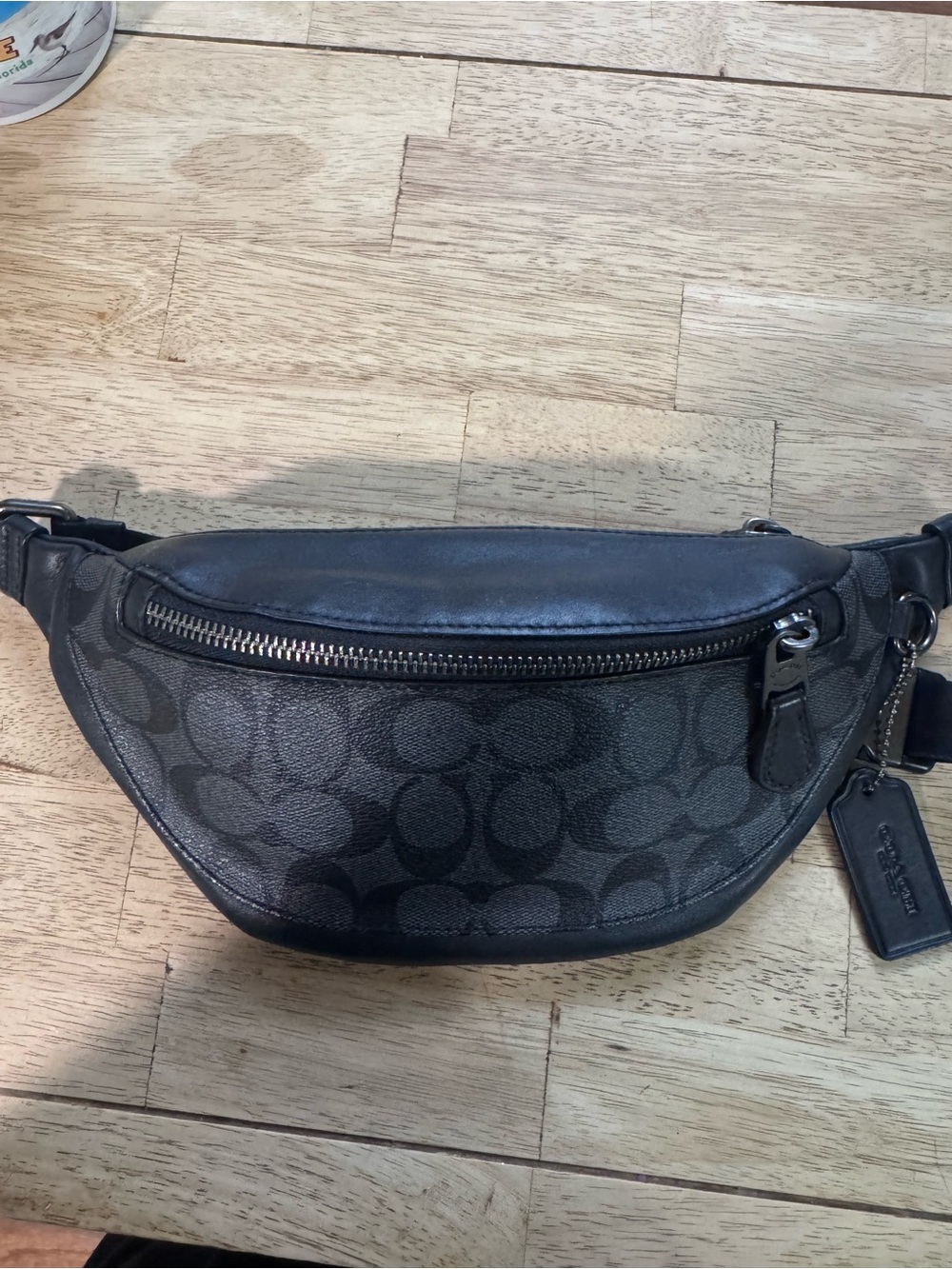 Coach Black and Gray Signature Canvas Belt Bag Fanny pack